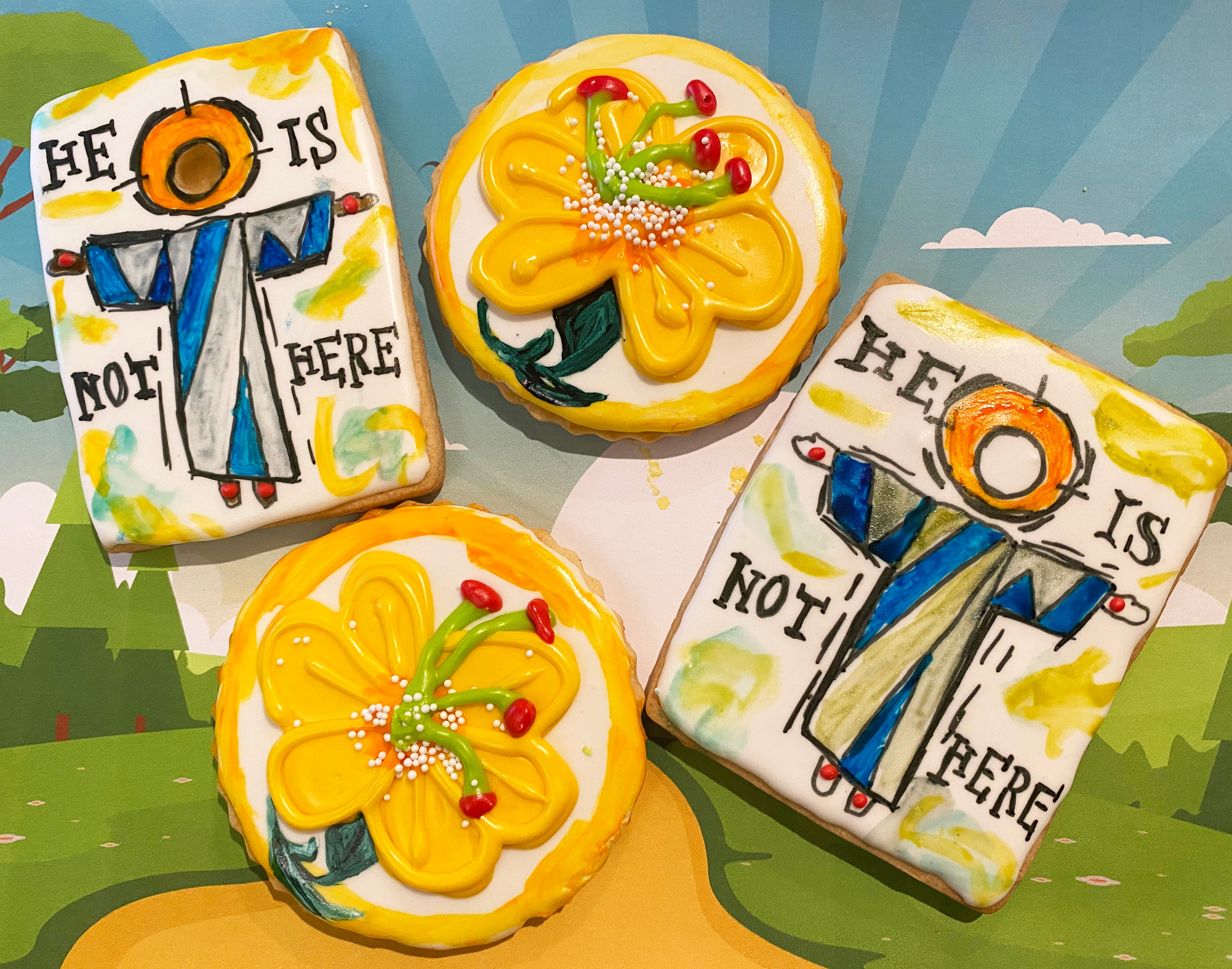 He Is Not Here Cookie Risen Christ Yellow & Blue Garment