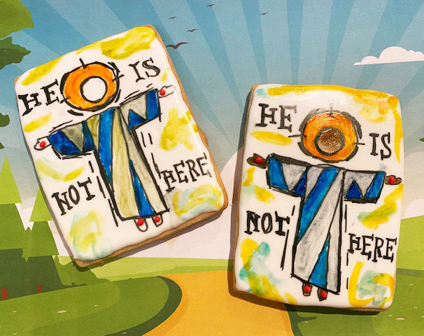 He Is Not Here Cookie Risen Christ Yellow & Blue Garment