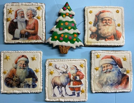 Christmas Santas Decorated Trees and Snowmen Set